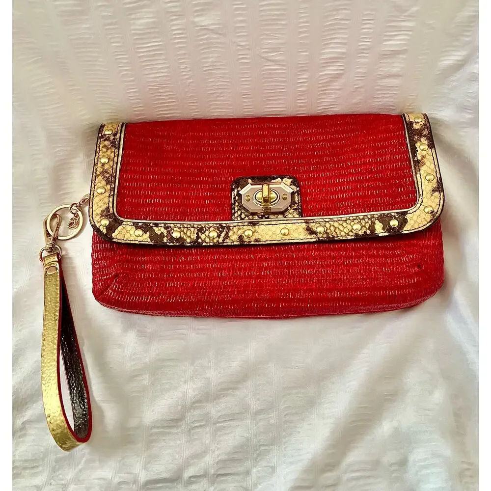 Coach OOAK upstyled Natalie straw wicker clutch